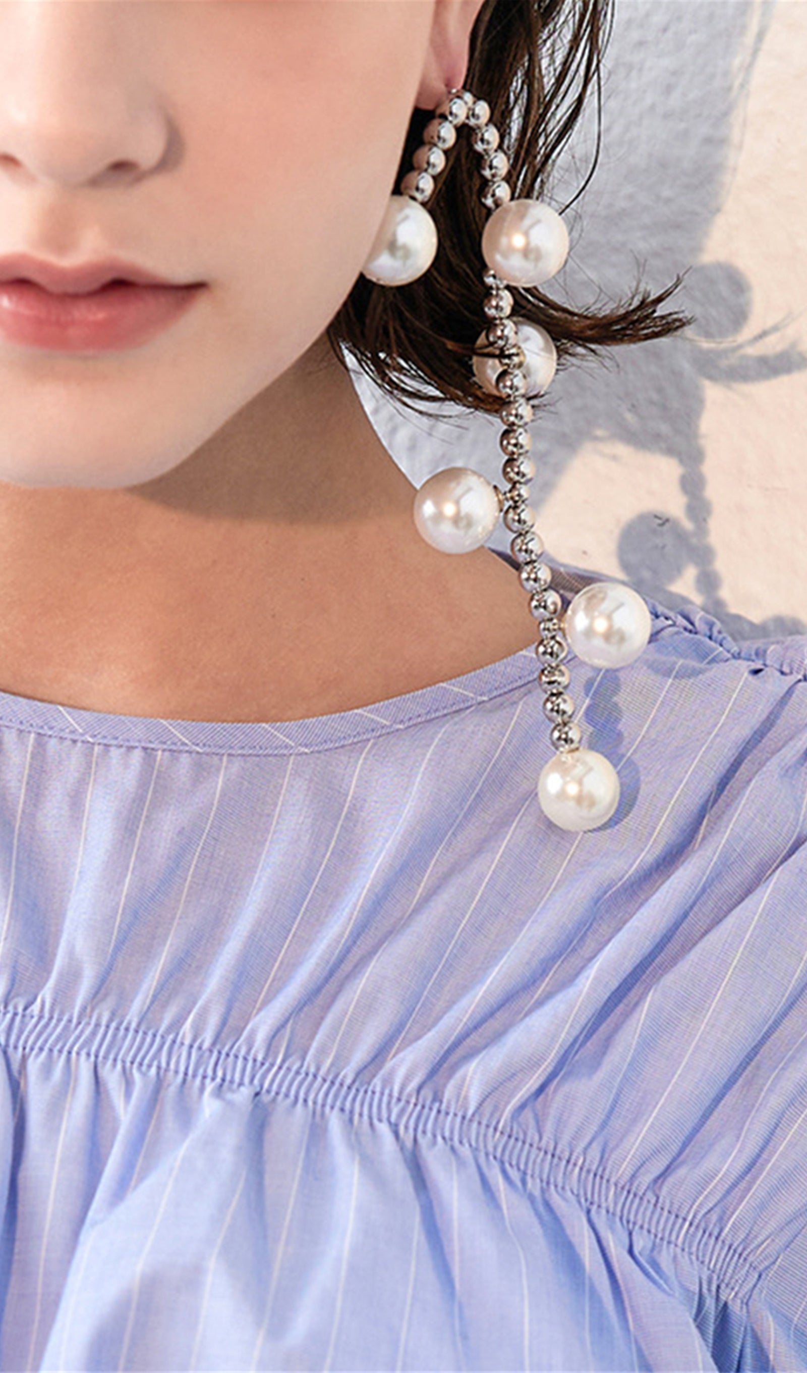 İnci Boncuklu Sarkan Küpeler