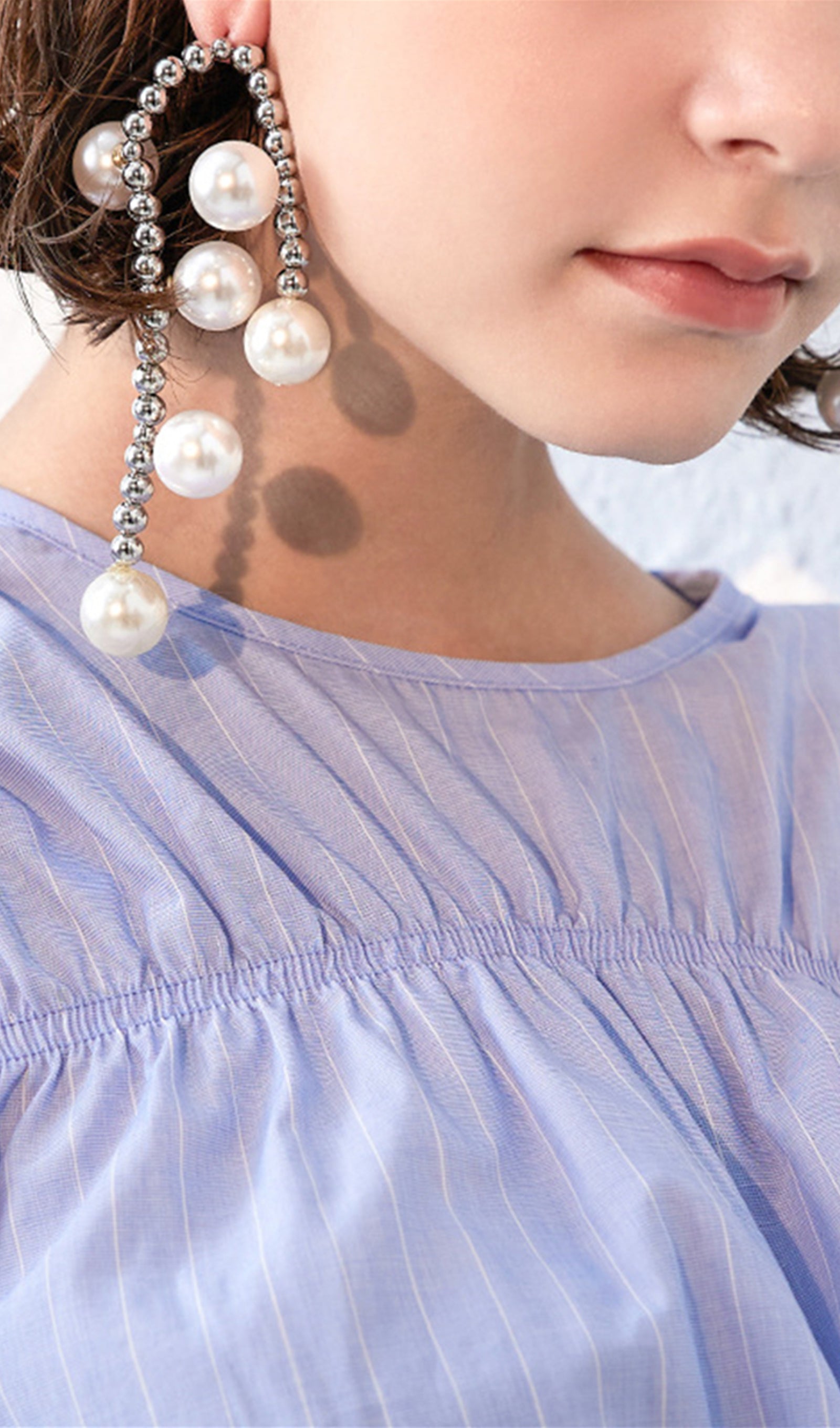 İnci Boncuklu Sarkan Küpeler