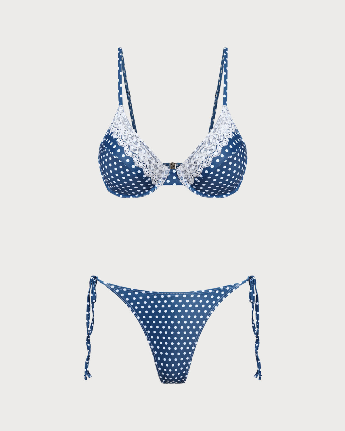 Mavi Polka Dot Balenli Bikini Takımı