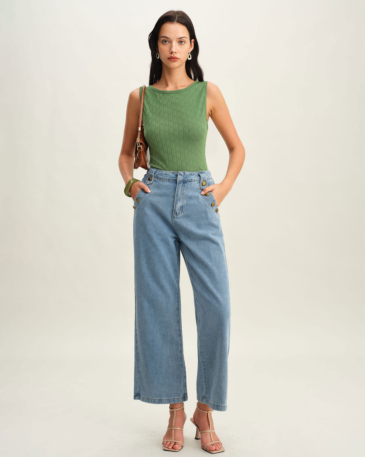 Yeşil Tekne Yaka Örgü Atlet