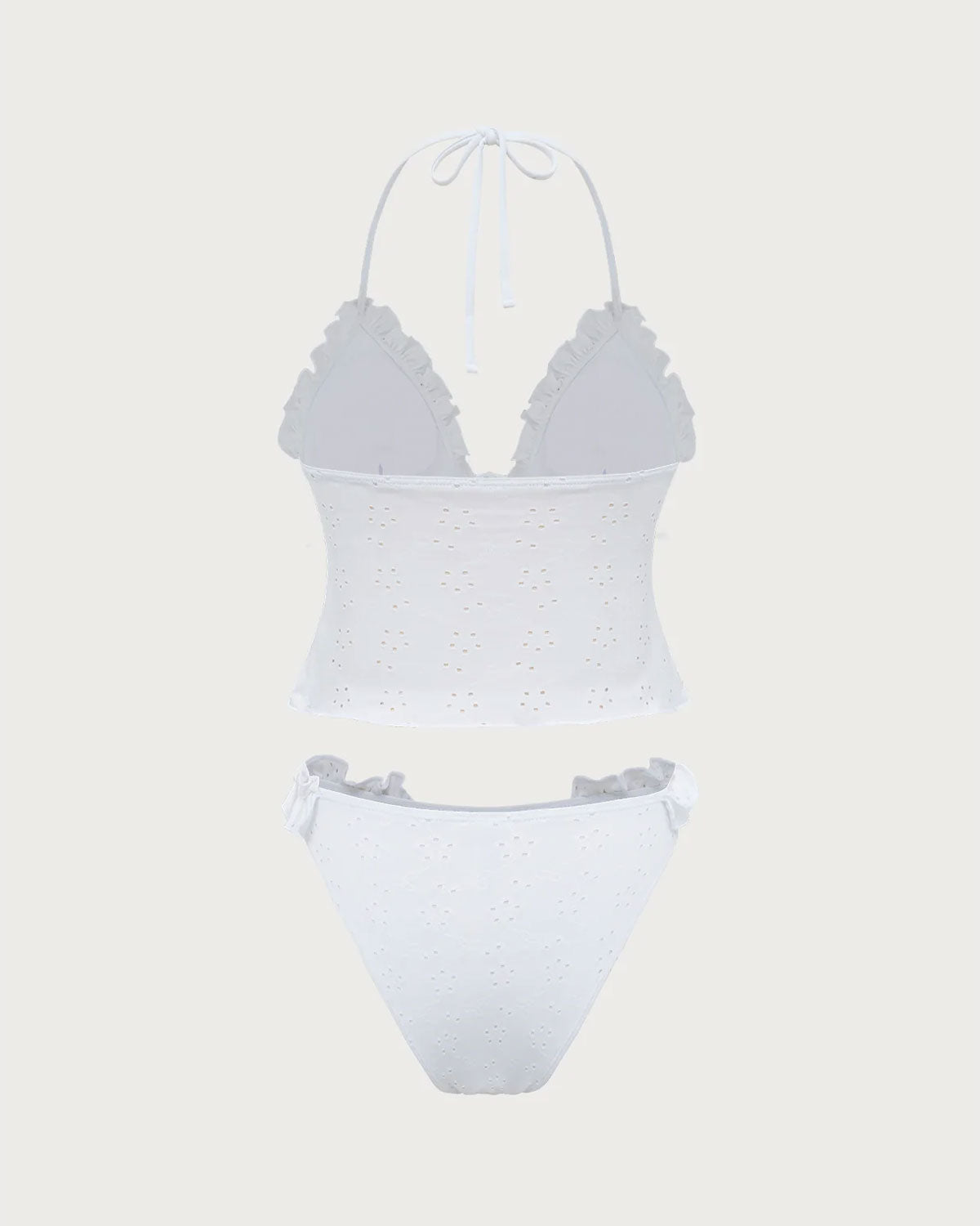Beyaz Fırfırlı Tankini Mayo