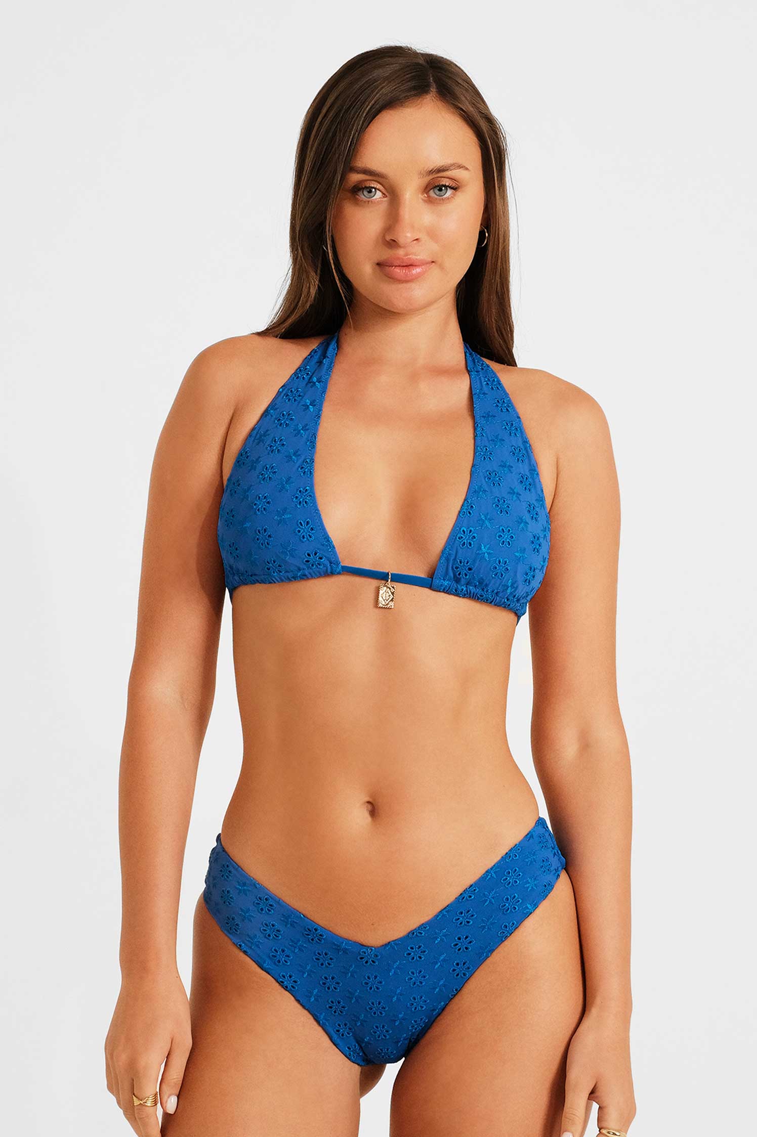 Billie Boyun Bağlamalı Üst / Sapphire Eyelet