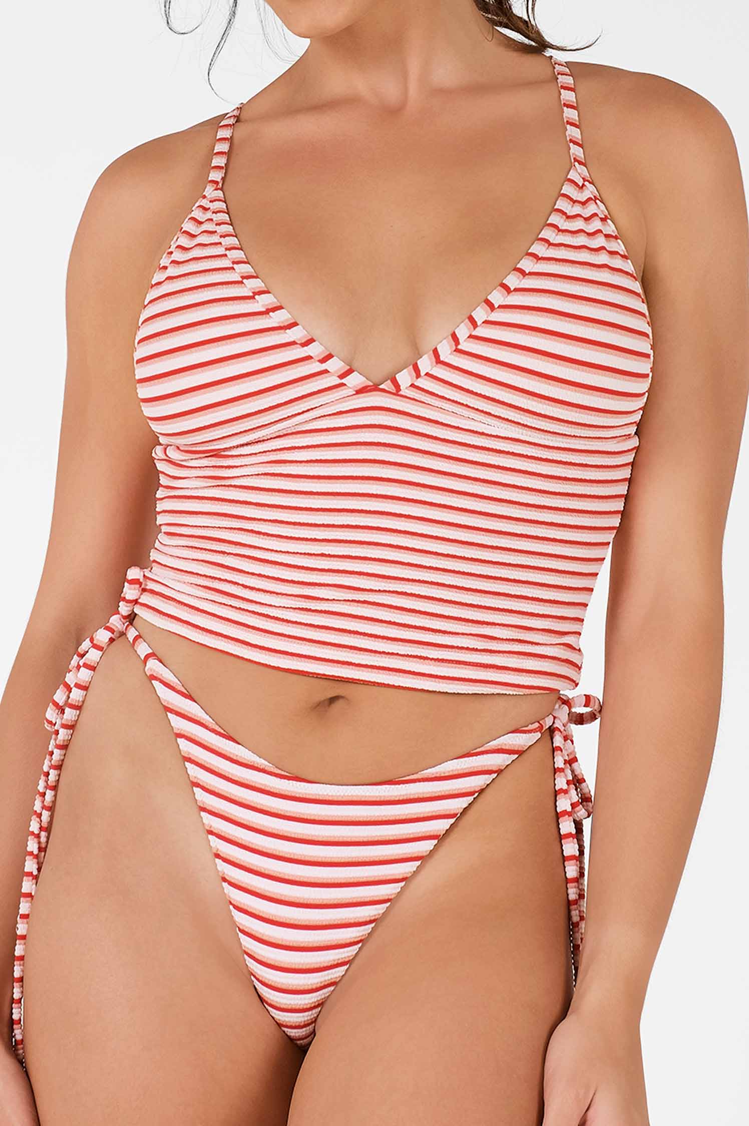 Holly Tankini Üst / Kırmızı Jakarlı