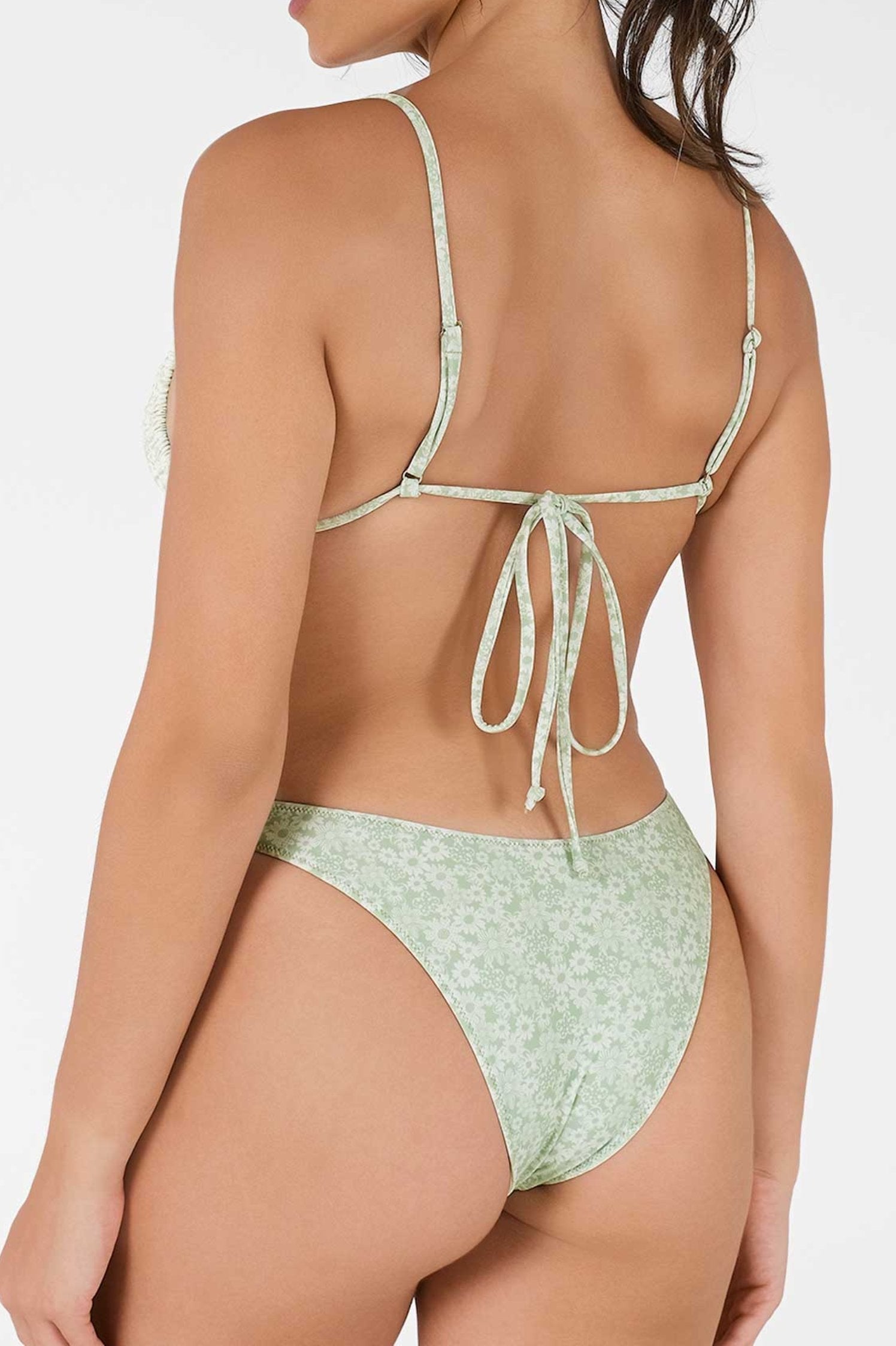 Lana Bağlamalı Bikini Üstü / Yeşil Çiçek