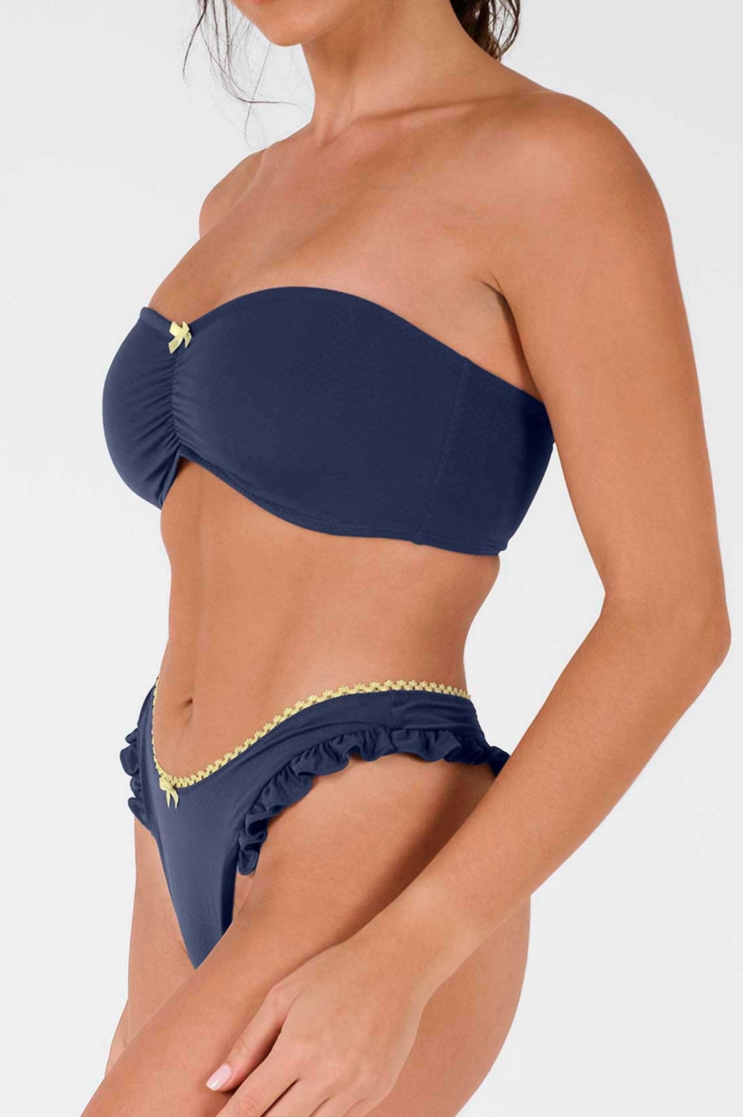 Candice Fırfırlı Cesur Alt / Lacivert Noktalı
