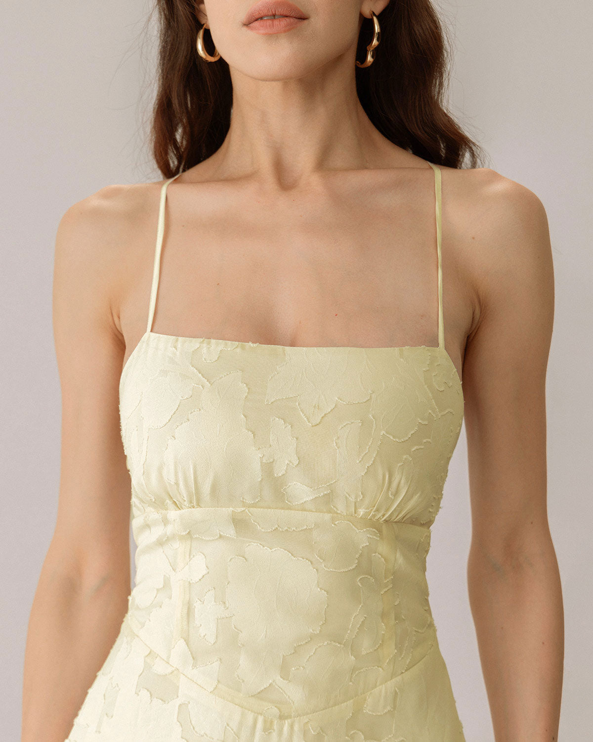 Sarı Jakarlı Korse Slip Maksi Elbise