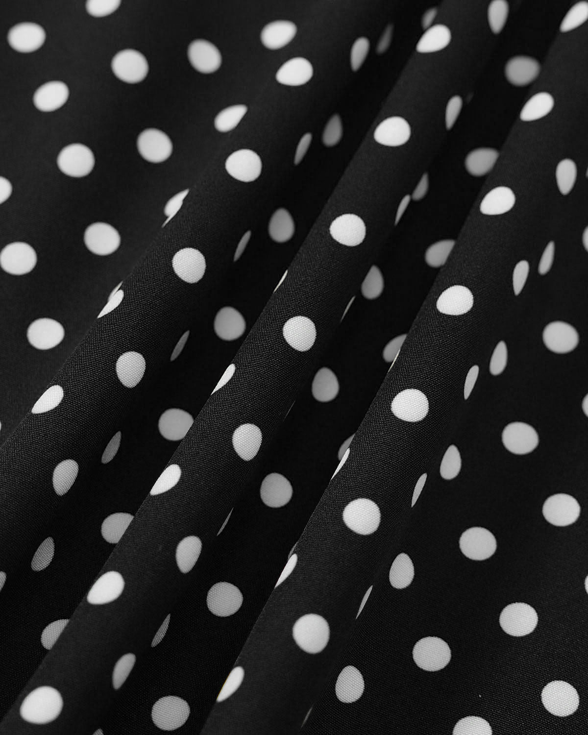 Siyah Polka Noktalı Dantel Kenarlı Maksi Elbise