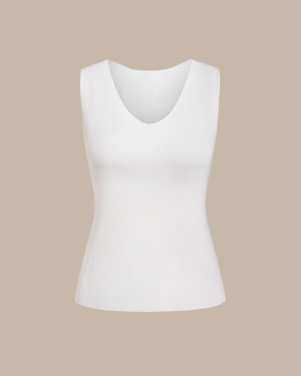 Beyaz V Yaka İnce Tank Top