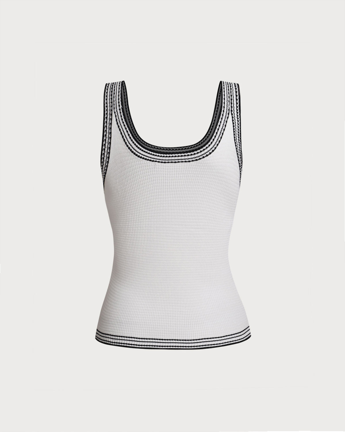 Siyah Kontrast U Yaka Askılı Üst