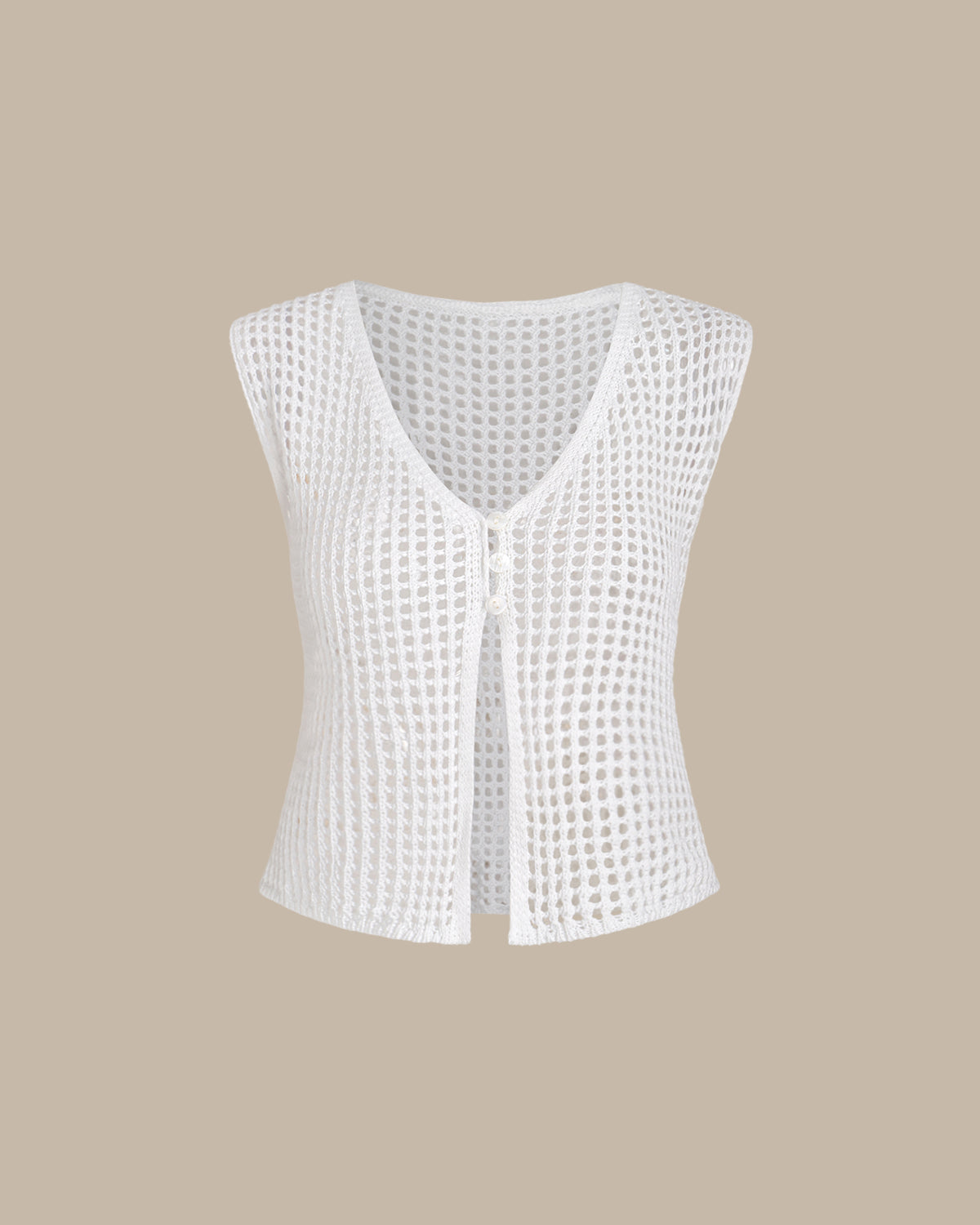 Beyaz V Yakalı Kesikli Tank Top