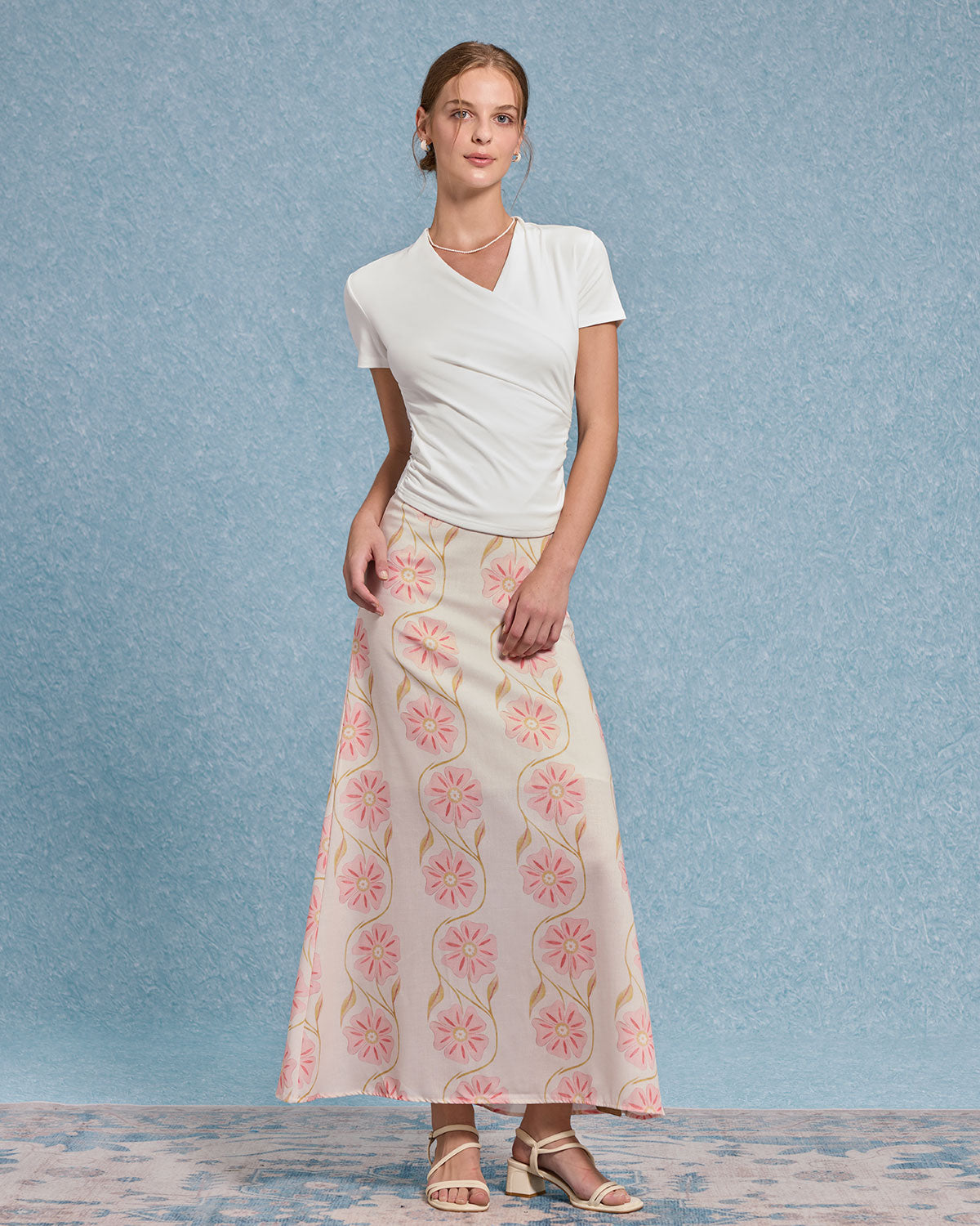 Beyaz Buruşuk İnce Örgü Tişört