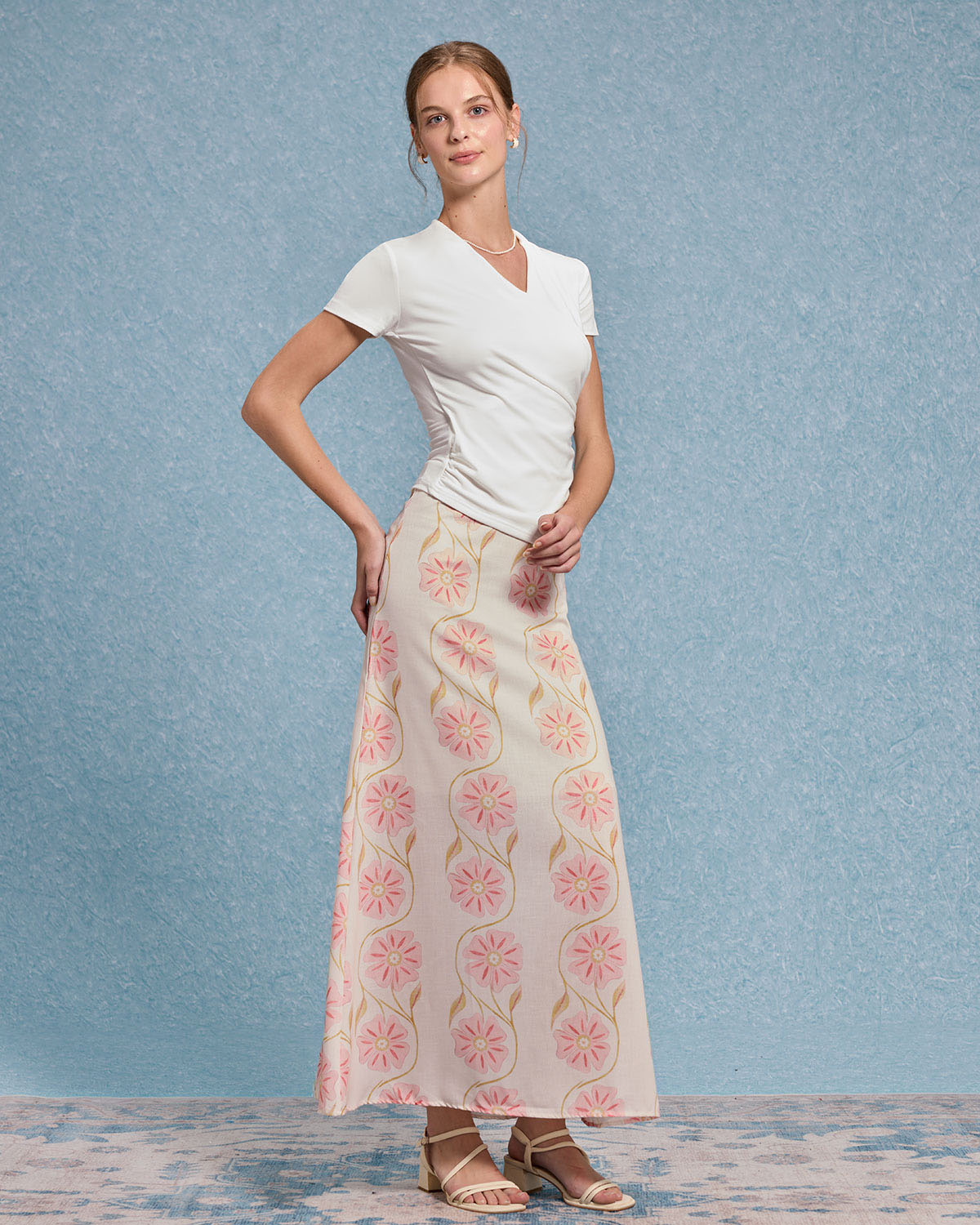 Beyaz Buruşuk İnce Örgü Tişört