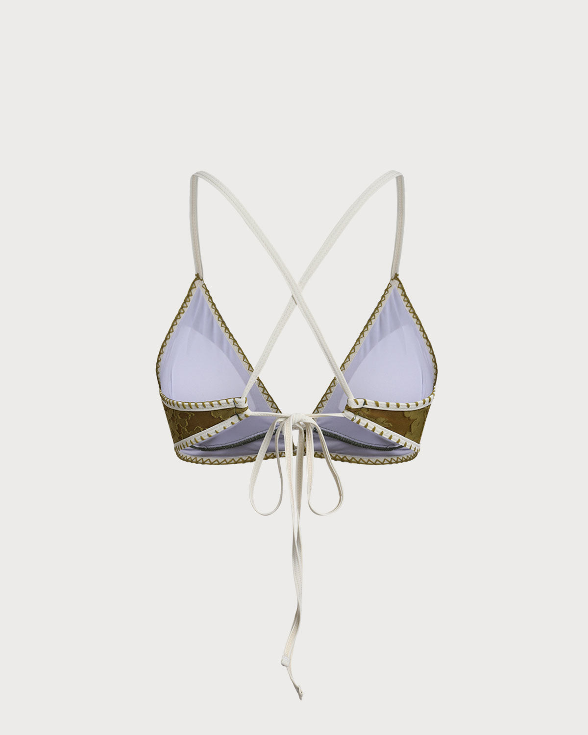 Yeşil Çiçekli Bağcıklı Üçgen Bikini Takımı