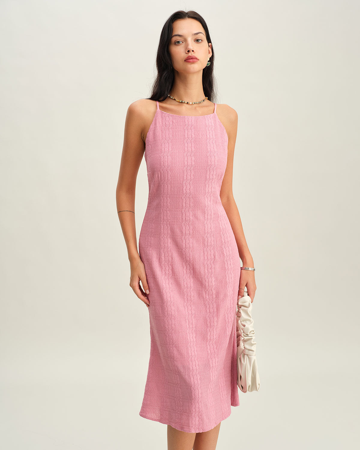 Pembe Denizkızı Slip Midi Elbise