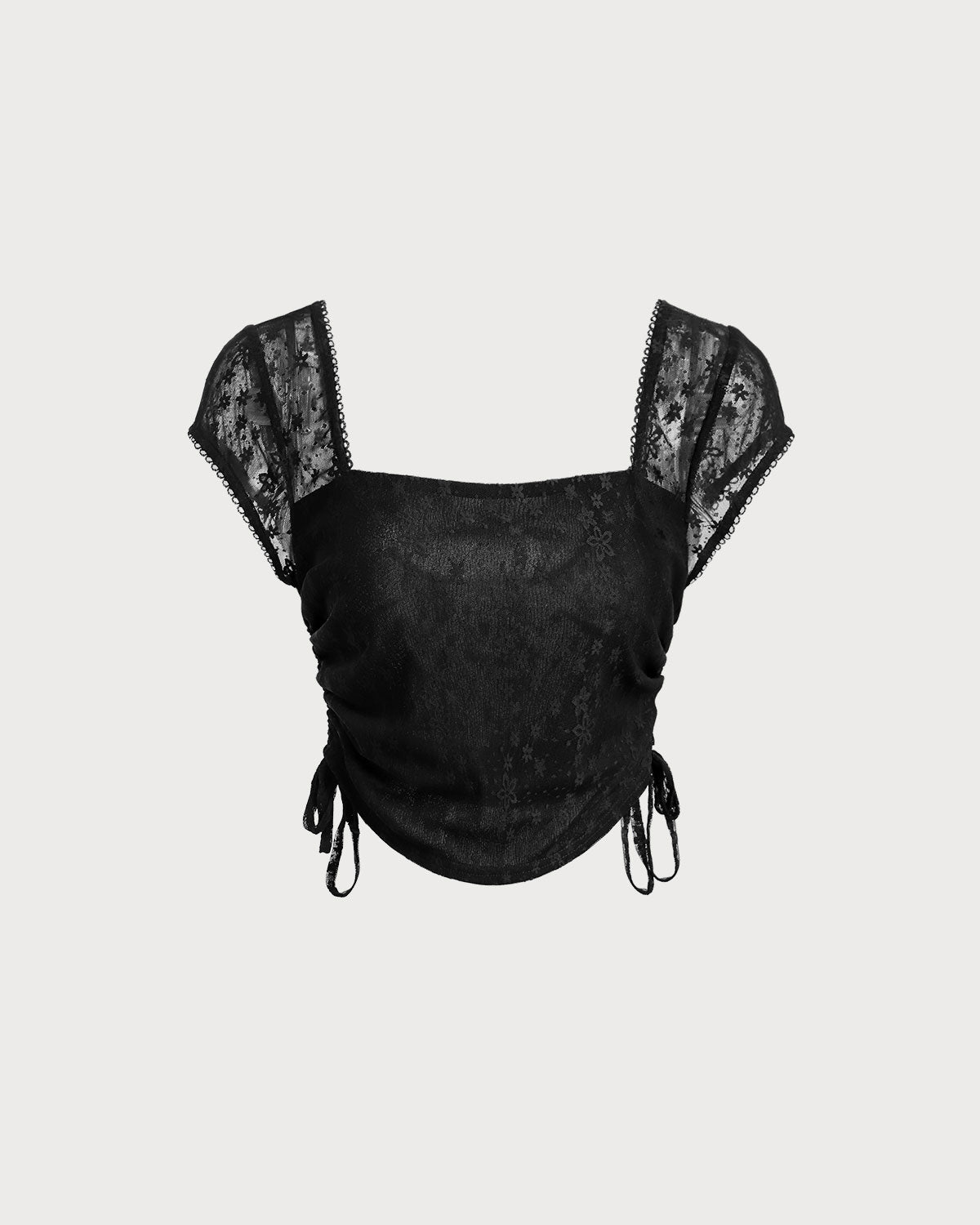 Siyah Fileli Kırpılmış Tişört