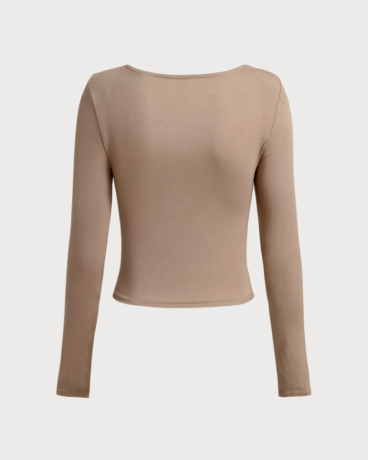 Haki V Yaka Büzgülü İnce Tişört