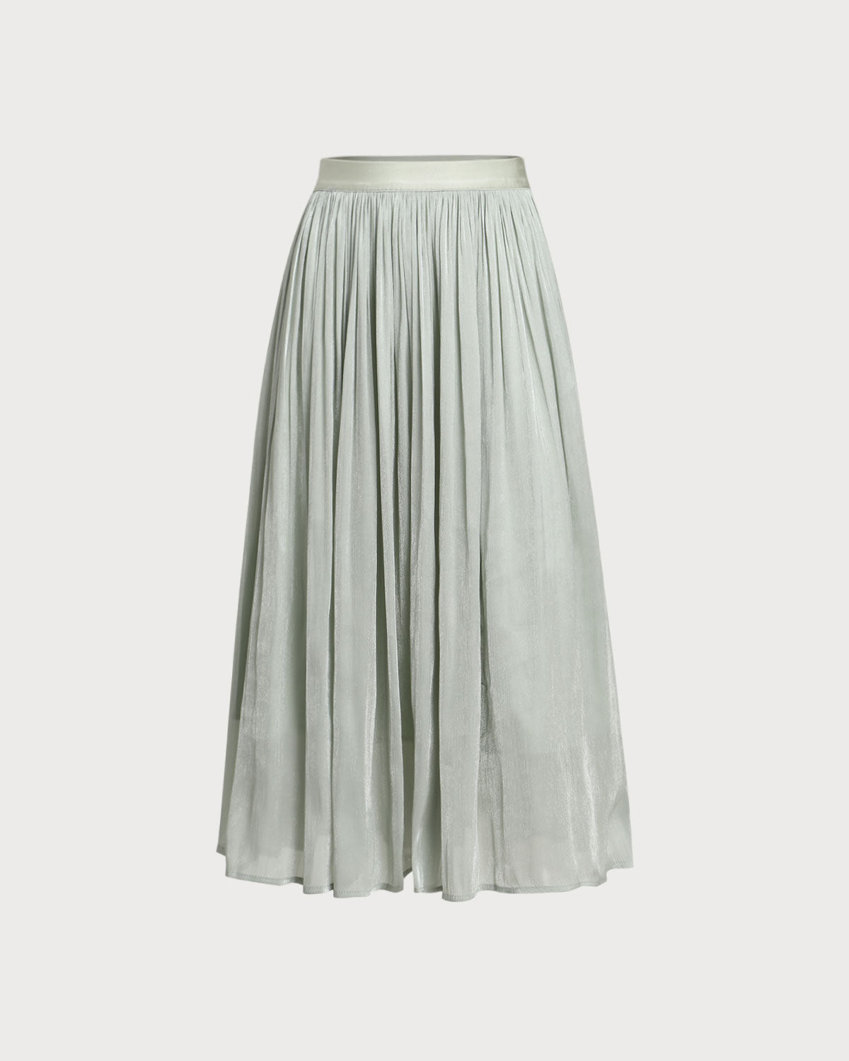 Yeşil Uçuşan Pileli Midi Etek