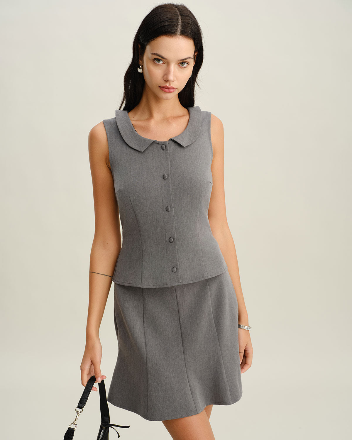 Gri Denizkızı Mini Etek