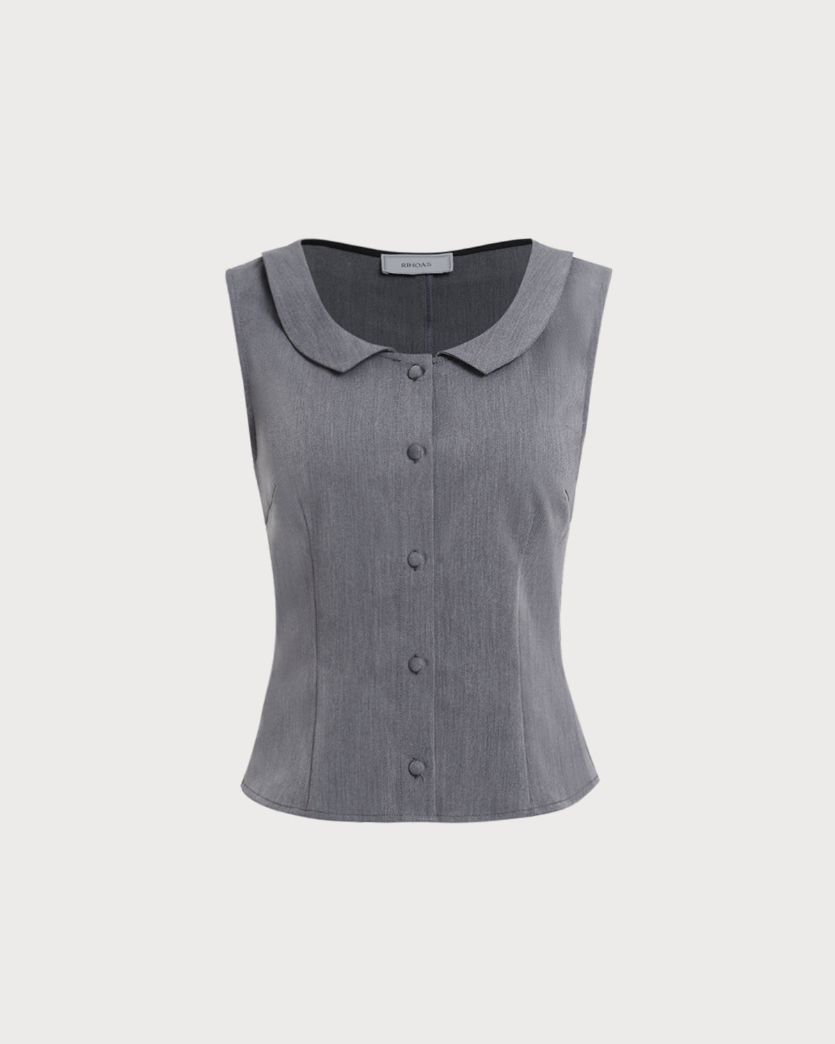 Gri Yaka Düğmeli Tank Top