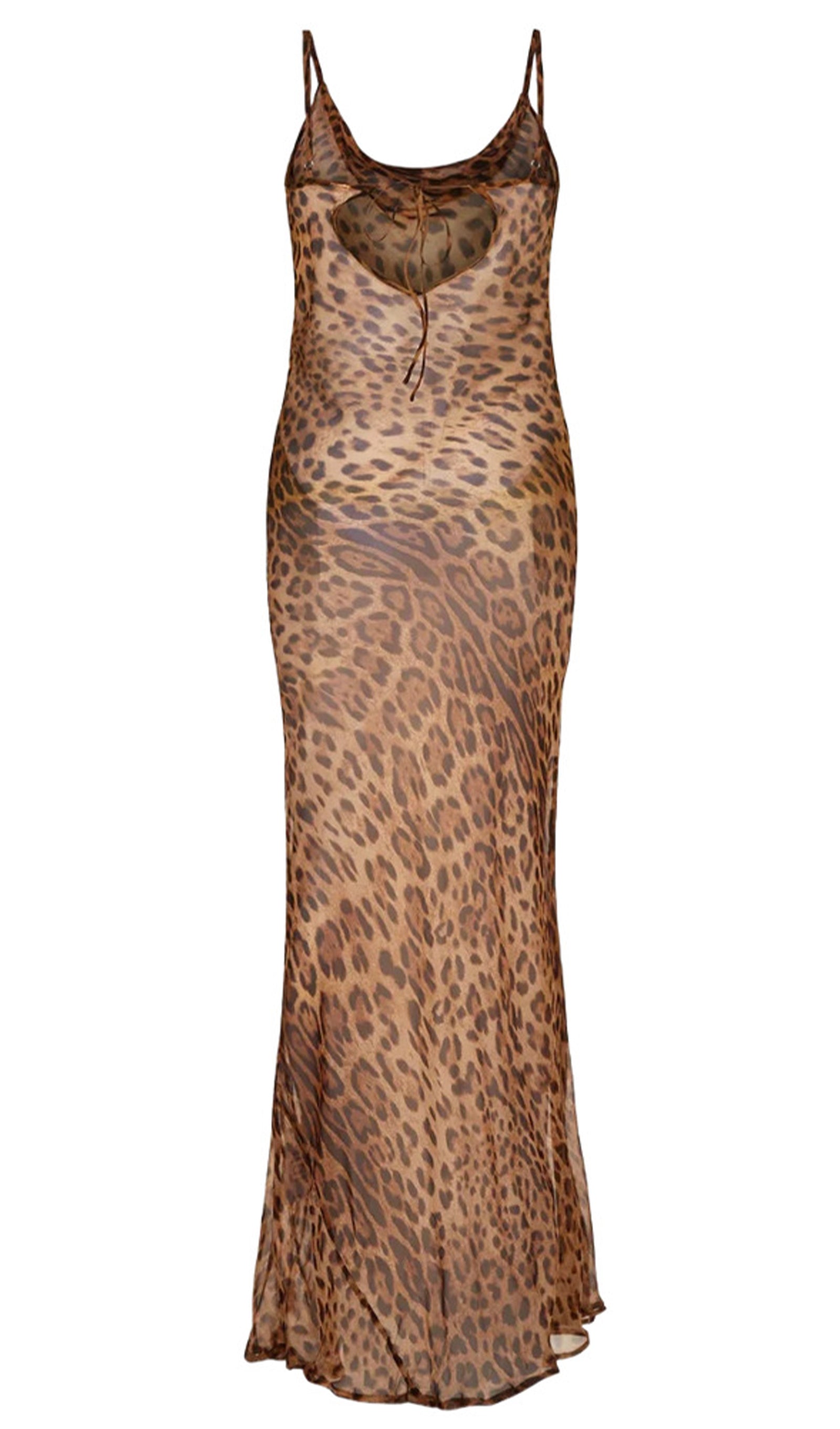 Leopar Desenli Uzun Elbise