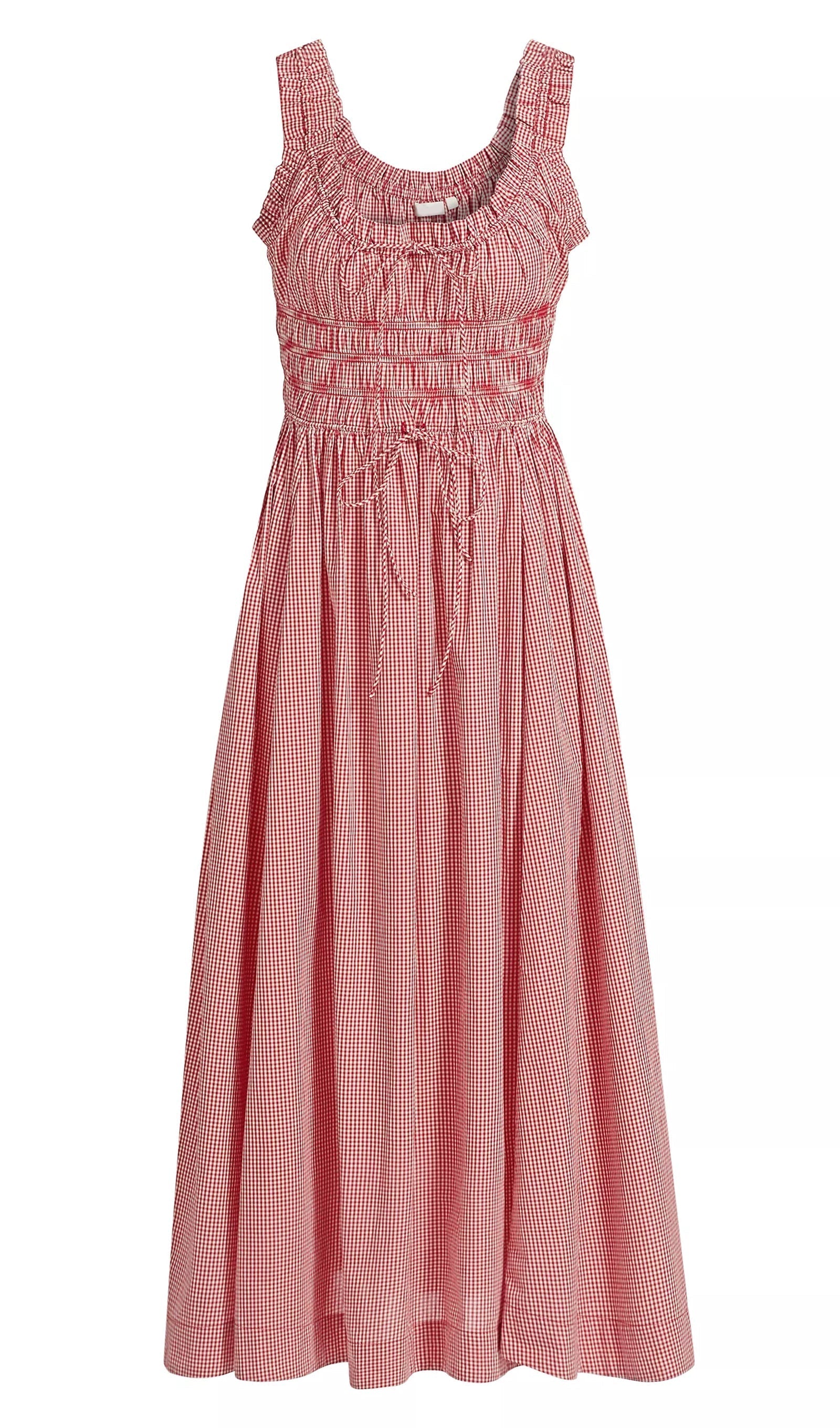 Ruffle Gingham Midi Slip Elbise