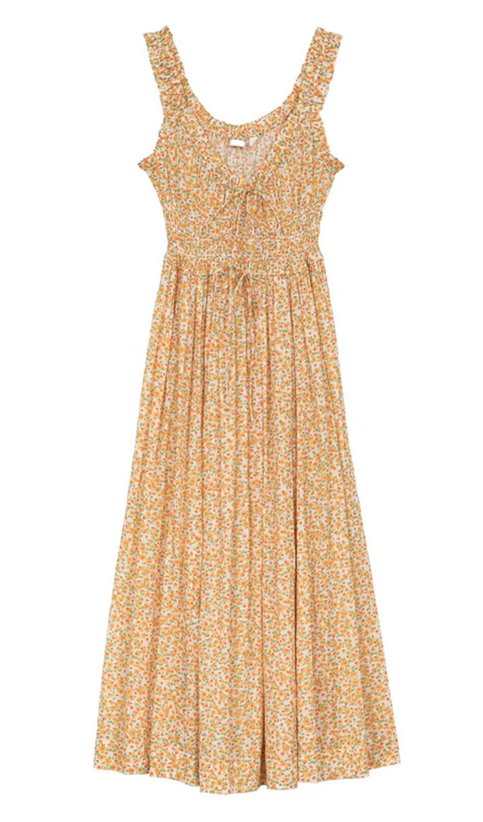 Ruffle Gingham Midi Slip Elbise