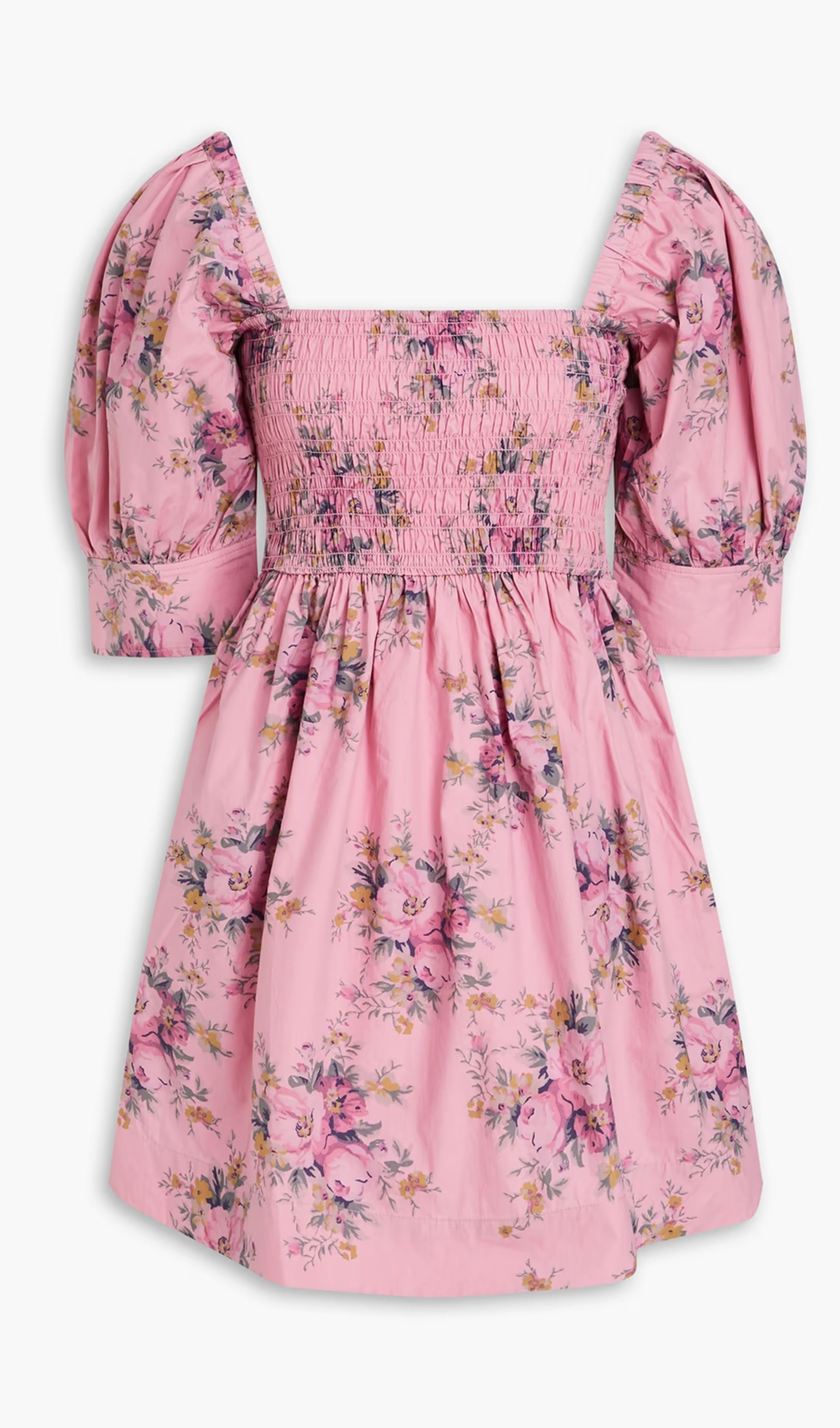 Çiçek Desenli Pamuklu Mini Elbise