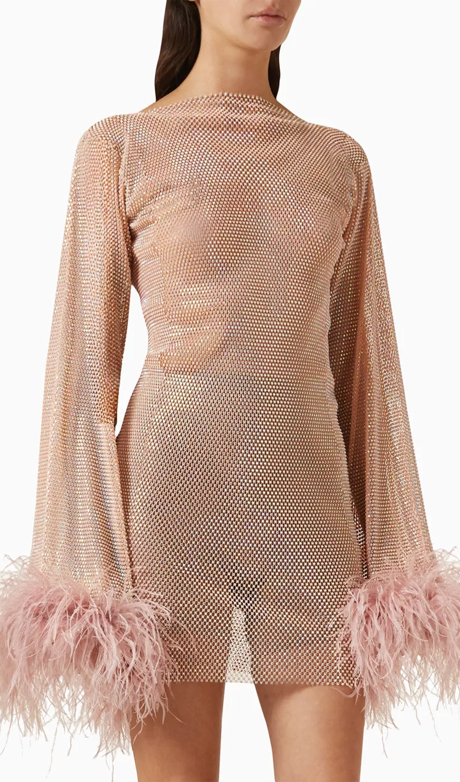 Şeffaf Taşlı Mini Elbise