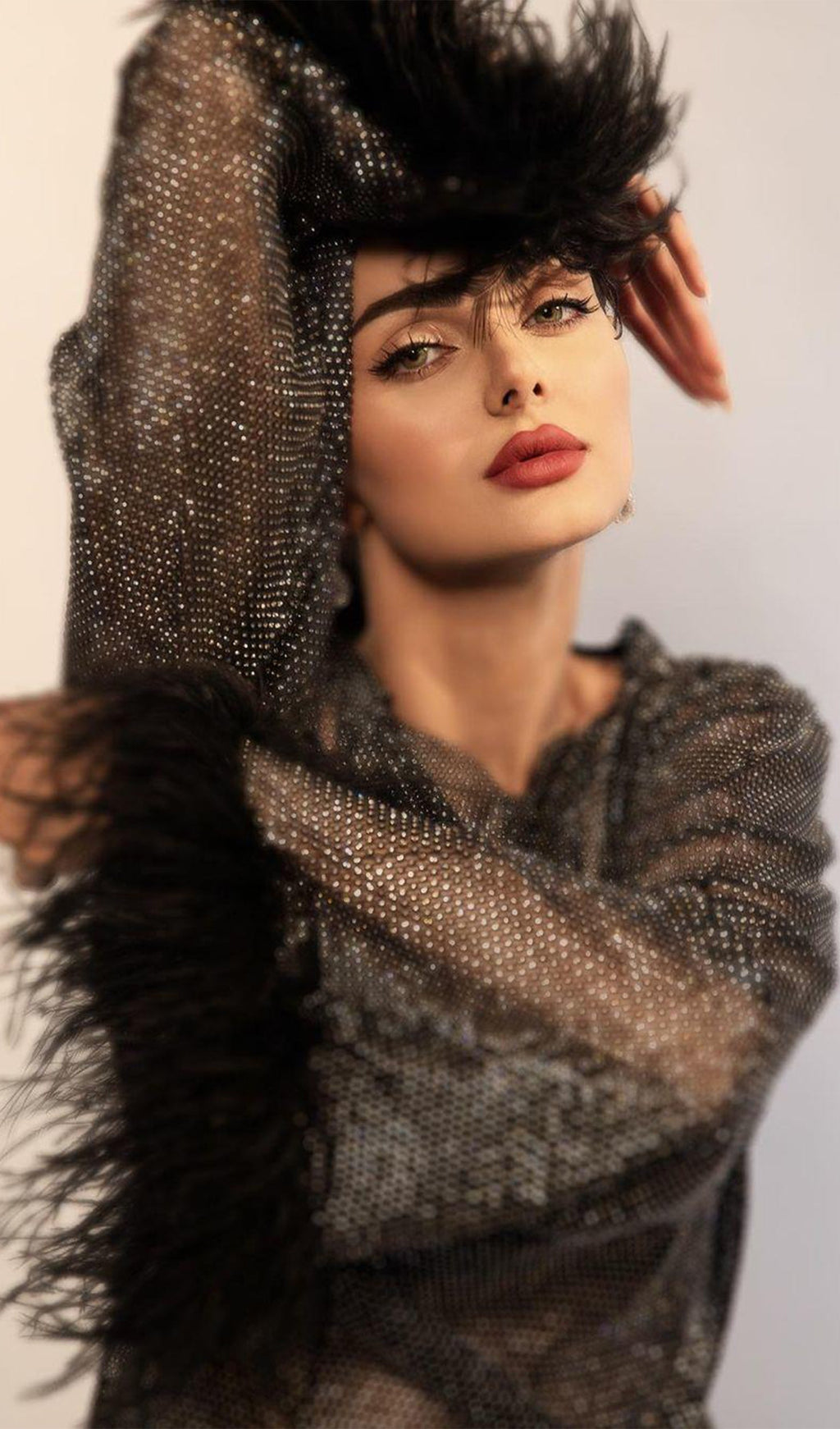 Şeffaf Taşlı Mini Elbise