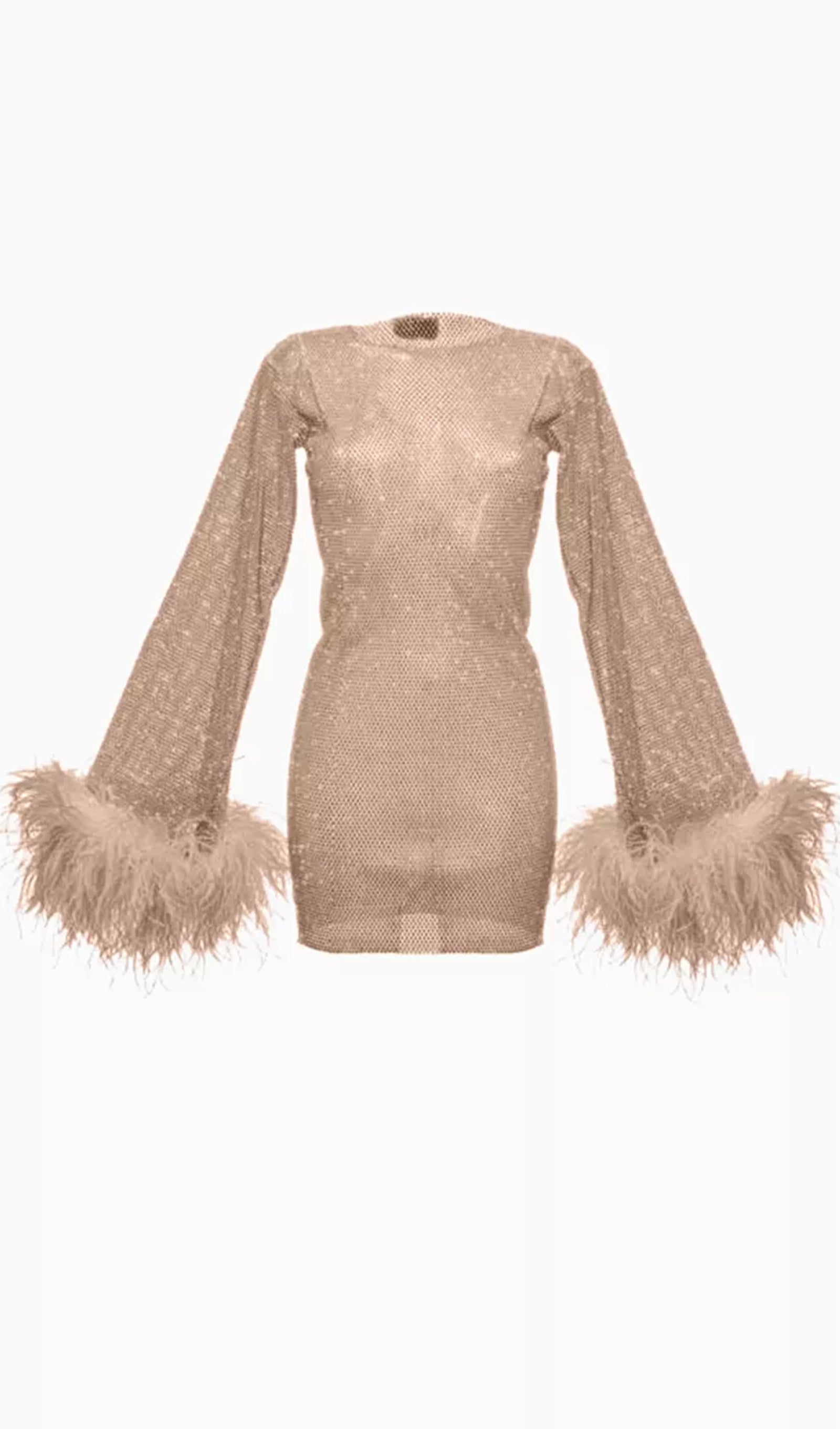 Şeffaf Taşlı Mini Elbise