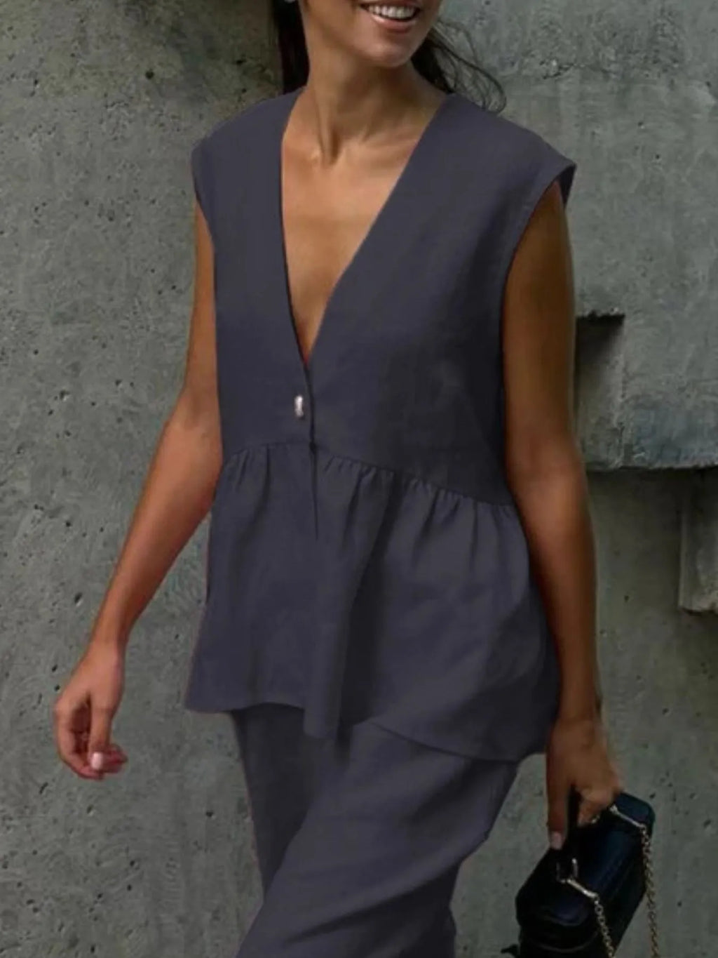 Veyra | V Yaka Yelek & Pantolon Takım