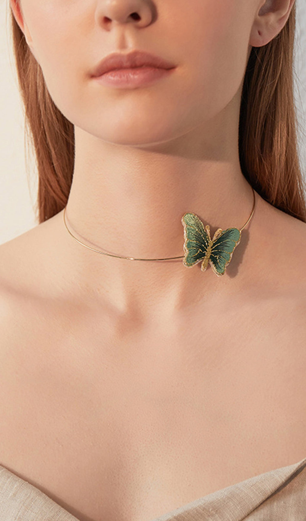 Kelebek Yuvarlak Choker Kolye