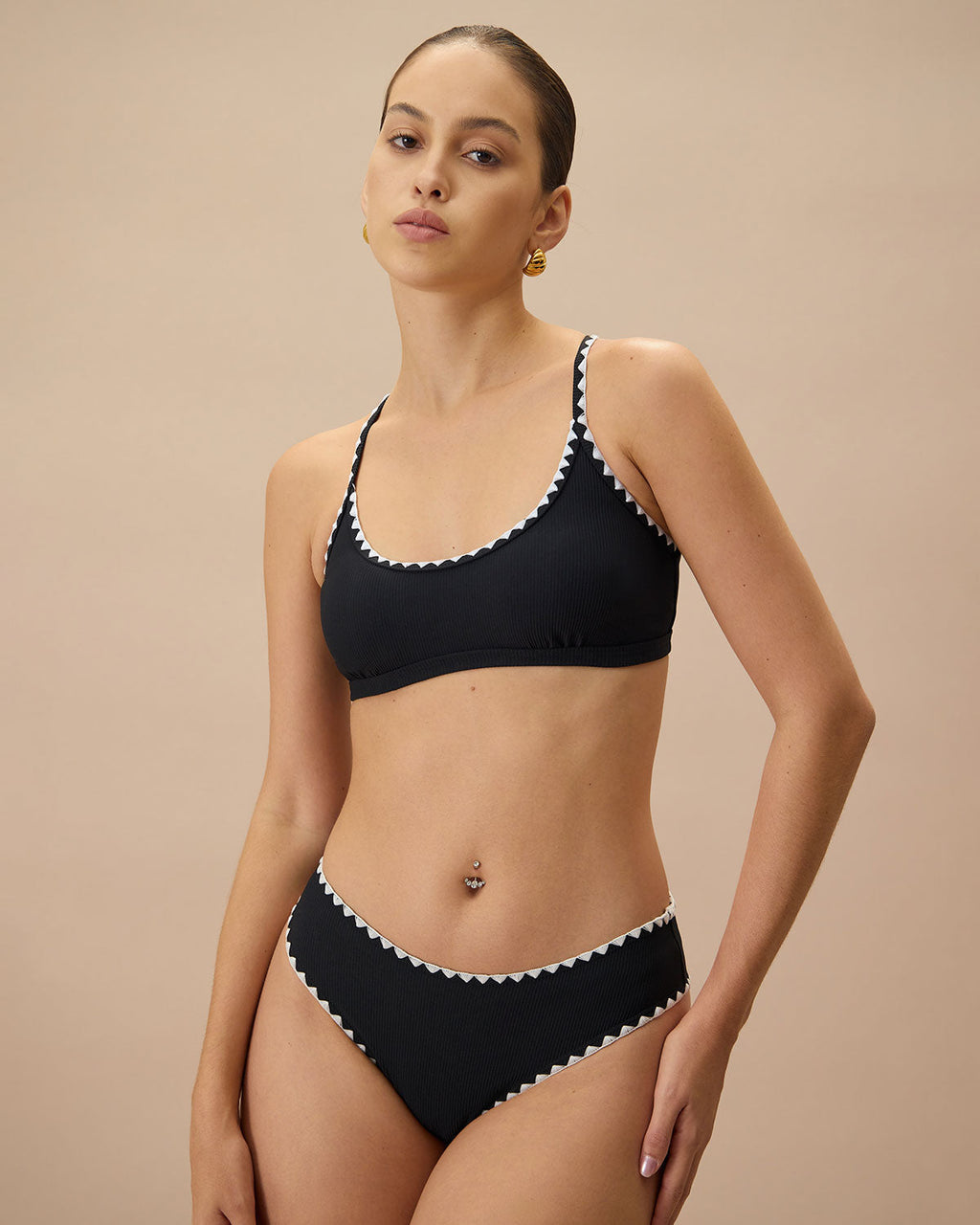 Siyah Kontrast Fitilli Bikini Altı