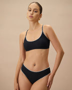Siyah Kontrast Fitilli Bikini Altı