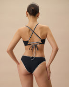 Siyah Kontrast Fitilli Bikini Altı