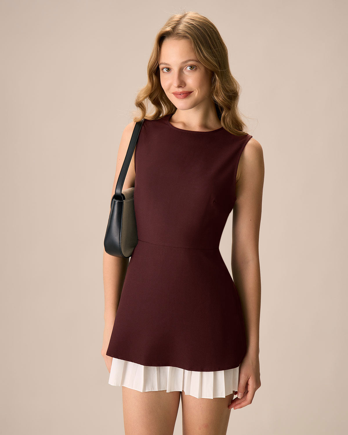 Bordo Kolsuz Mini Elbise
