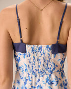 Kadın Mavi Çiçekli Slip Mini Elbise