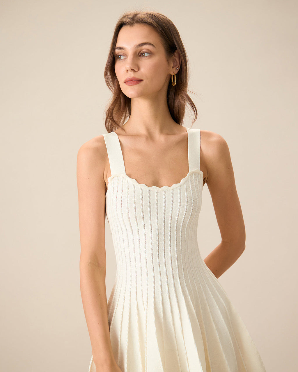 Kadın Bej Örme Kazak Elbise