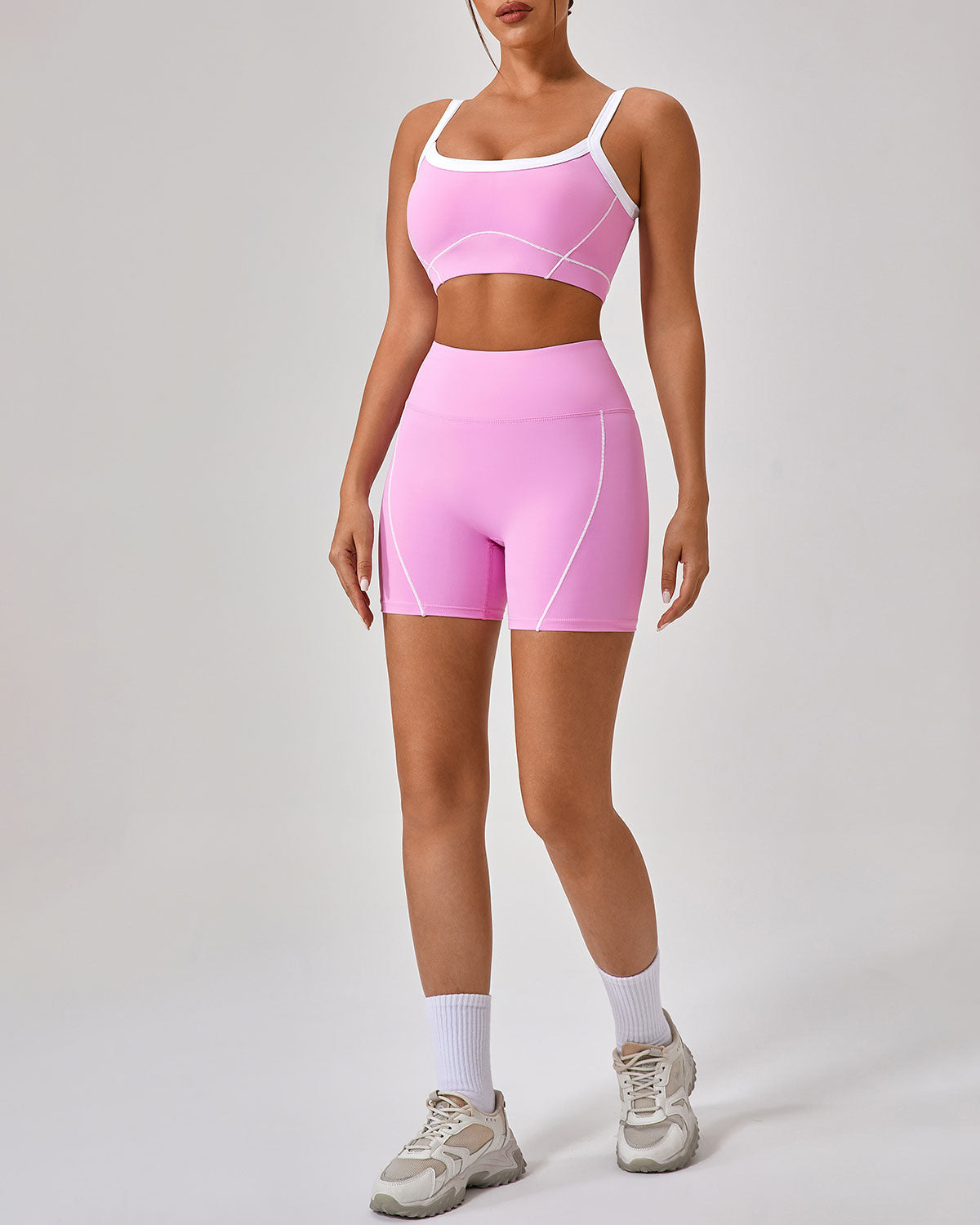 Pembe Yüksek Streç Yoga Pantolonu