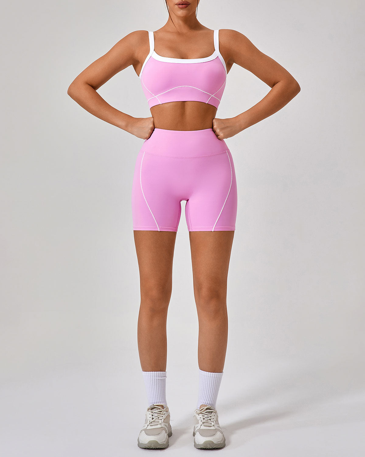 Pembe Yüksek Streç Yoga Pantolonu