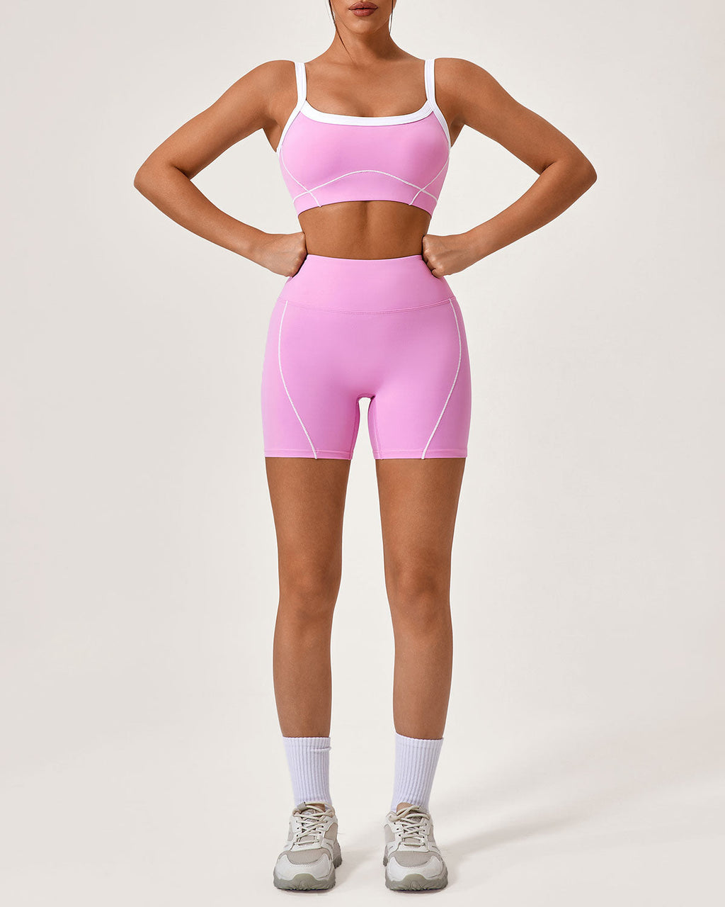 Pembe Kontrast Yoga Atleti