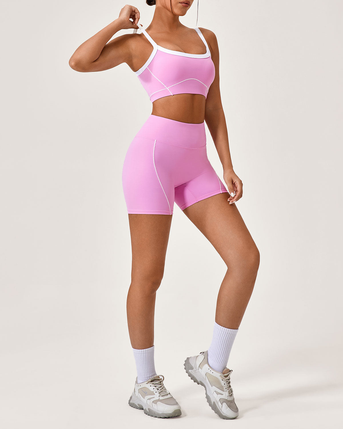Pembe Kontrast Yoga Atleti