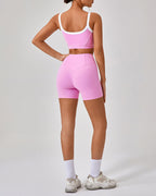 Pembe Yüksek Streç Yoga Pantolonu
