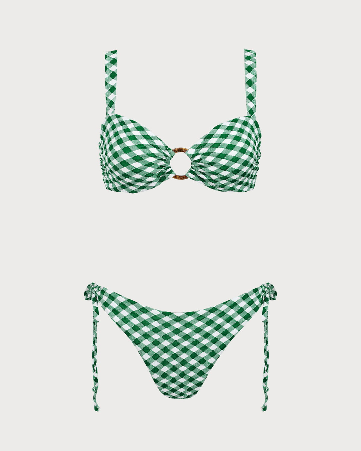 Yeşil Ekose O-Ring Bikini Seti