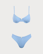 Mavi Papatya Balenli Bikini Takımı