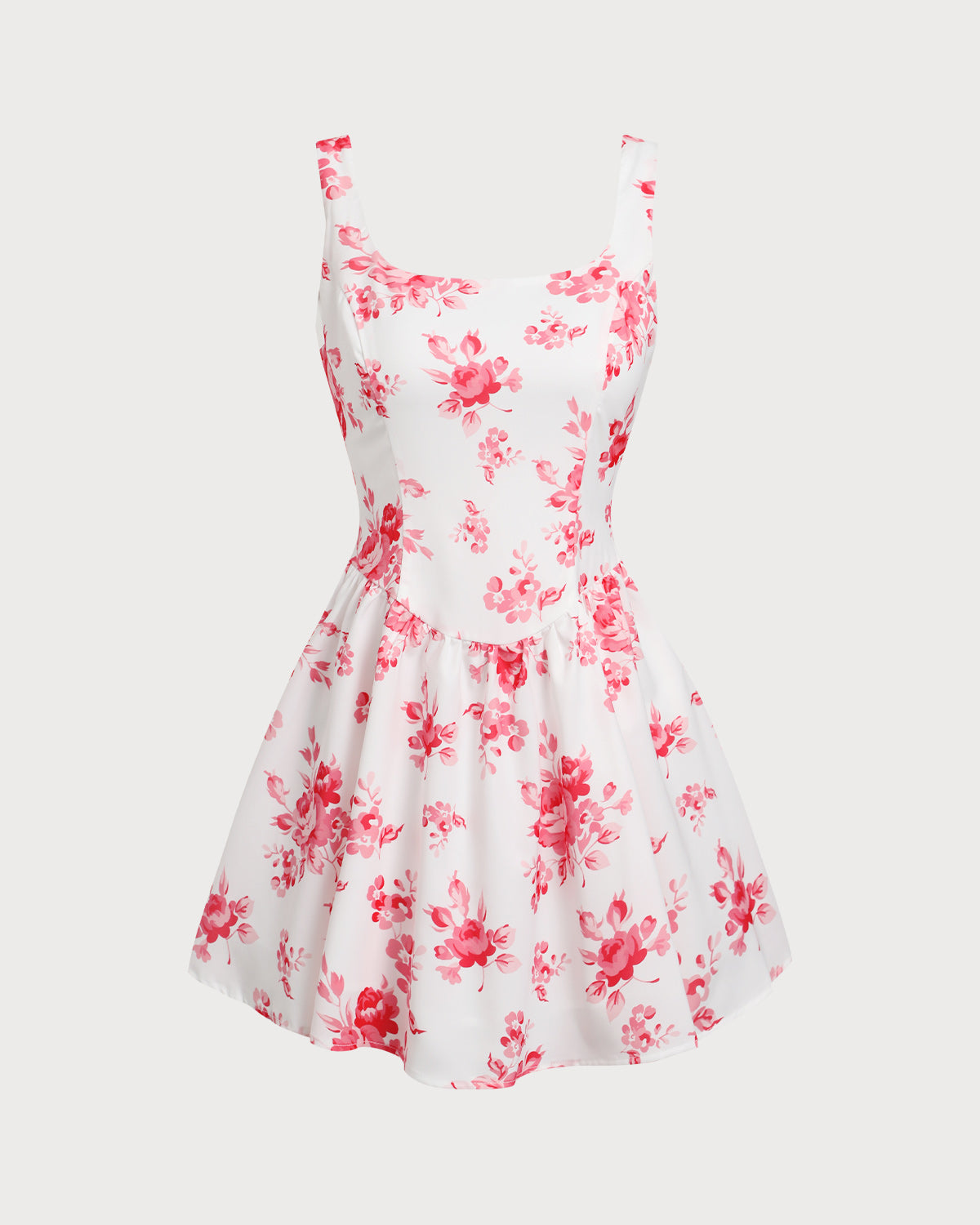 Pembe Çiçekli Dantelli Mini Elbise