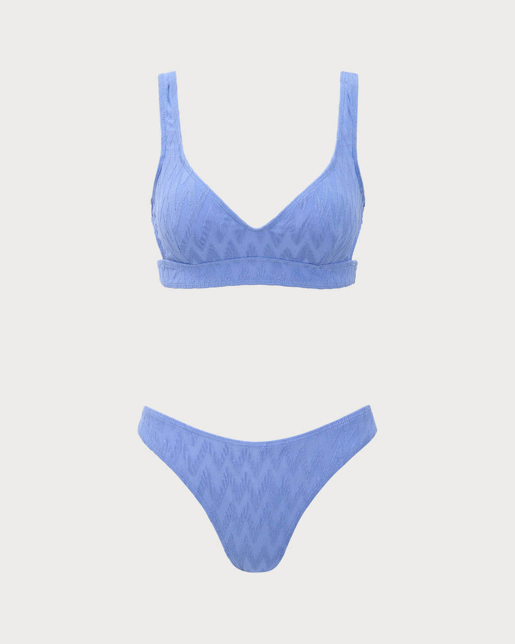 Mavi Dokulu Yuvarlak Yaka Bikini Takımı