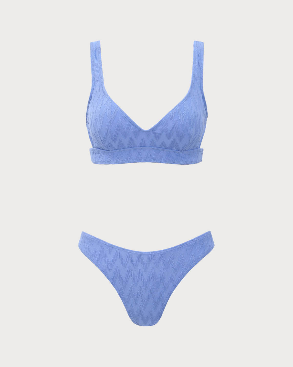 Mavi Dokulu Yuvarlak Yaka Bikini Takımı
