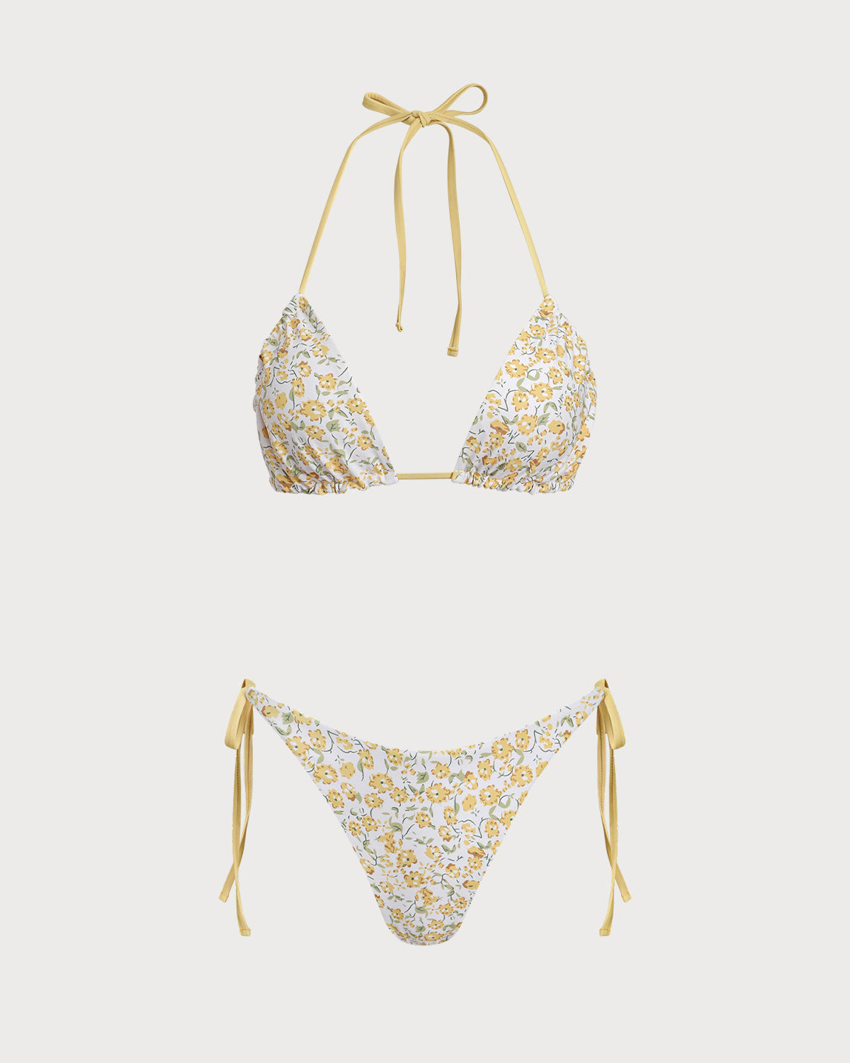 Sarı Çiçekli Üçgen Bikini Takımı