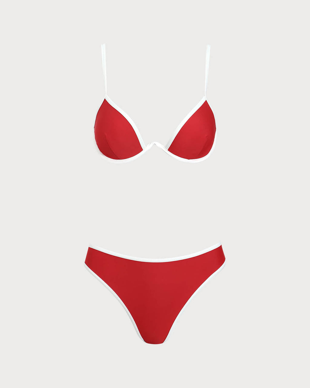 Kırmızı Kontrast Balenli Bikini Takımı